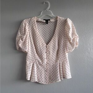 Polka Dot V-Neck Blouse